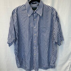 Vintage MacCluer Ranger Poplin Short Sleeve Button Front Striped Shirt XL Office